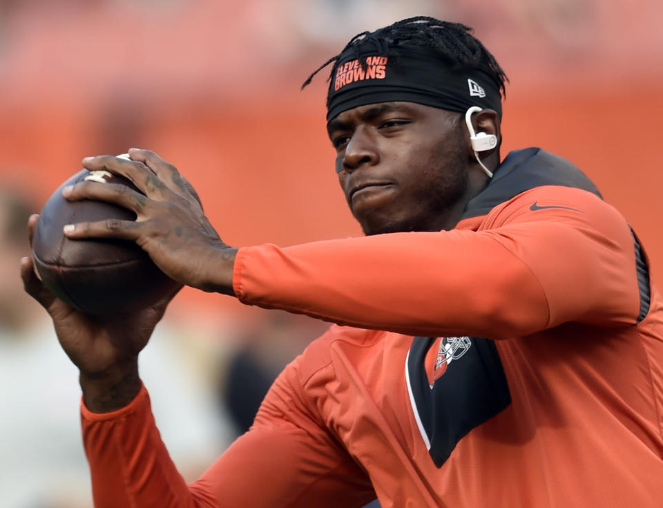 In this Sept. 1, 2016 file photo, Cleveland Browns wide receiver Josh Gordon warms up before a preseason game. (AP)