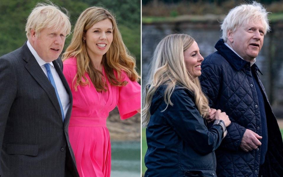 Sir Kenneth Branagh and Ophelia Lovibond, right, depict the real life Boris and Carrie Johnson - Sky/AFP/Getty Images
