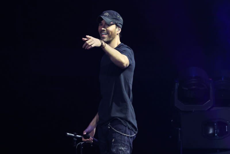 Enrique Iglesias performs on stage during the iHeartRadio's Fiesta Latina 2022 at the FTX arena in Miami on October 15. The singer turns 49 on May 8. File Photo By Gary I Rothstein/UPI