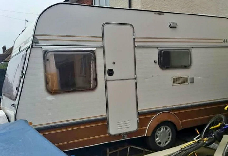 Mr Johnson now has a caravan thanks to a fundraiser. Source: SWNS/ Mega Australia