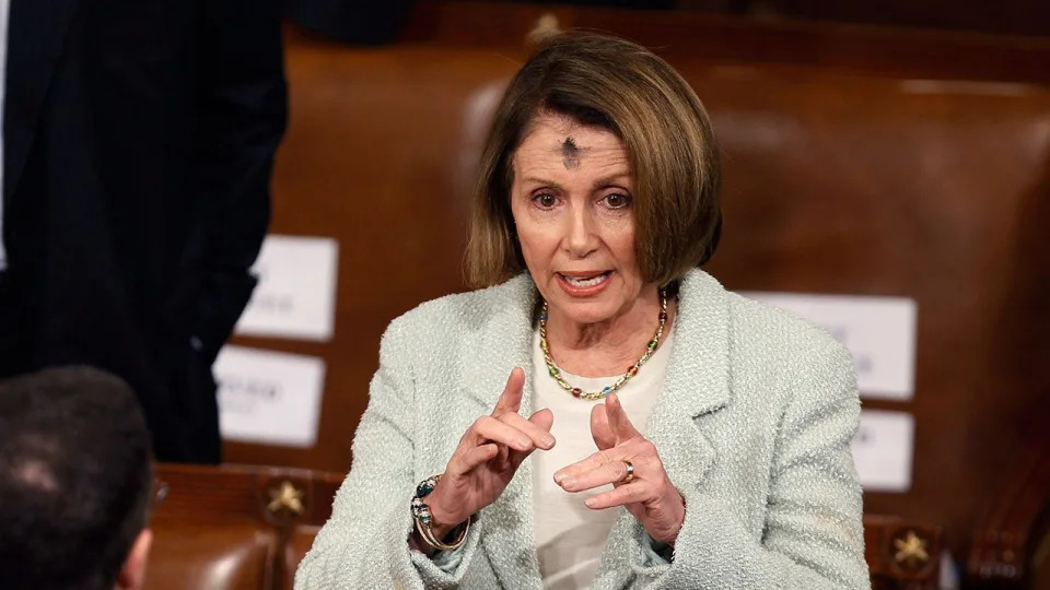 Nancy Pelosi marking Ash Wednesday