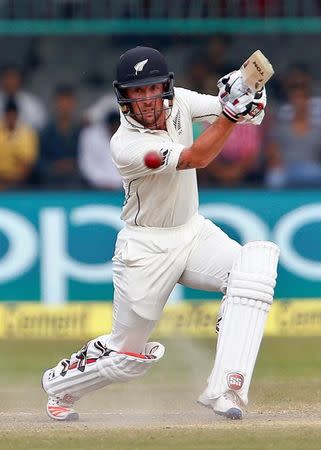 Cricket - India v New Zealand - First Test cricket match - Green Park Stadium, Kanpur - 26/09/2016. New Zealand's Luke Ronchi plays a shot. REUTERS/Danish Siddiqui