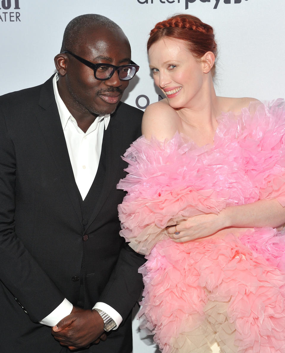 L-R: Edward Enninful and Karen Elson attend The Daily Front Row Fashion Media Awards 2019 at the Rainbow Room in New York, NY on September 5, 2019. (Photo by Stephen Smith/SIPA USA)