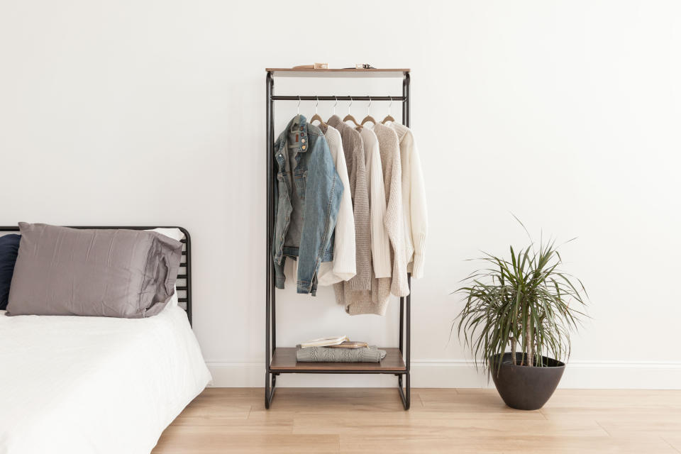 A garment rack is a great way to create a <a href="https://www.whowhatwear.com/how-to-capsule-wardrobe" target="_blank" rel="noopener noreferrer">capsule closet﻿</a>&nbsp;<a href="https://www.whowhatwear.com/how-to-capsule-wardrobe" target="_blank" rel="noopener noreferrer">﻿</a>with staples that you wear week after week. You can opt to get this one with more shelves, too.&nbsp;<a href="https://fave.co/3b2CjQC" target="_blank" rel="noopener noreferrer">Find it for $47 or $69, depending on the color, at Walmart</a>.