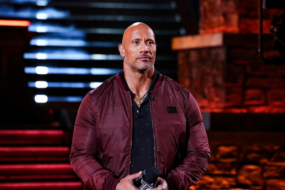 Dwayne “The Rock” Johnson in <em>The Titans Games</em> Trials 2. (Photo: Vivian Zink/NBC/NBCU Photo Bank via Getty Images)