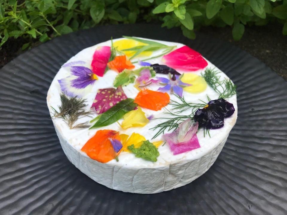 Floral glazed Brie.