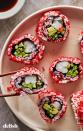 <p>The Boston roll is a classic of Americanized <a href="https://www.delish.com/cooking/recipe-ideas/g40785924/sushi-recipes/" rel="nofollow noopener" target="_blank" data-ylk="slk:sushi" class="link ">sushi</a> that's surprisingly easy to make. Rolled <em>uramaki</em>-style, with the rice wrapped around the nori, the fillings are a simple mix of <a href="https://www.delish.com/cooking/recipe-ideas/recipes/a7003/shrimp-cocktail-recipe/" rel="nofollow noopener" target="_blank" data-ylk="slk:poached shrimp" class="link ">poached shrimp</a>, crunchy <a href="https://www.delish.com/cooking/g1172/cucumber-recipes/" rel="nofollow noopener" target="_blank" data-ylk="slk:cucumber" class="link ">cucumber</a>, and rich <a href="https://www.delish.com/cooking/recipe-ideas/g2894/things-to-do-with-avocado/" rel="nofollow noopener" target="_blank" data-ylk="slk:avocado" class="link ">avocado</a>. It's made extra special with the addition of tobiko, or fish roe, on the outside of the rice.</p><p>Get the <strong><a href="https://www.delish.com/cooking/recipe-ideas/a40640128/boston-roll-recipe/" rel="nofollow noopener" target="_blank" data-ylk="slk:Boston Roll recipe" class="link ">Boston Roll recipe</a></strong>.</p>