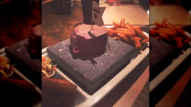 Steak on a hot rock