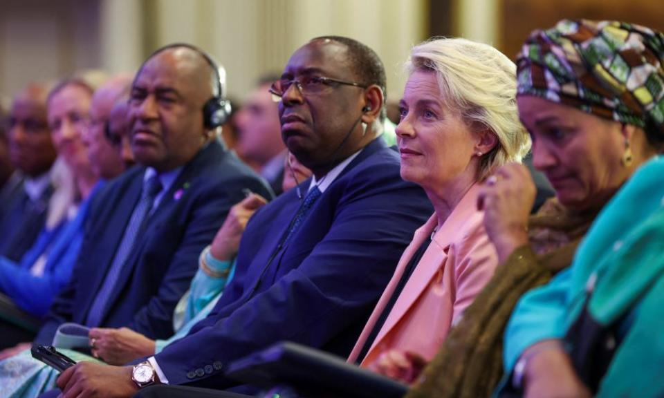 Senegal’s president Macky Sall and European Commission president Ursula von der Leyen at the EU Global Gateway forum in Brussels, Belgium, 25 October 2023