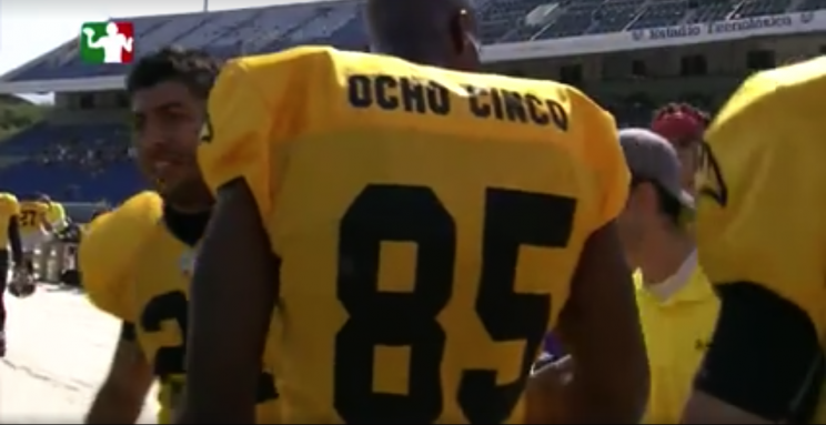 Chad Johnson played a game in a Mexican football league, scoring a touchdown. (Facebook.com screen shot)