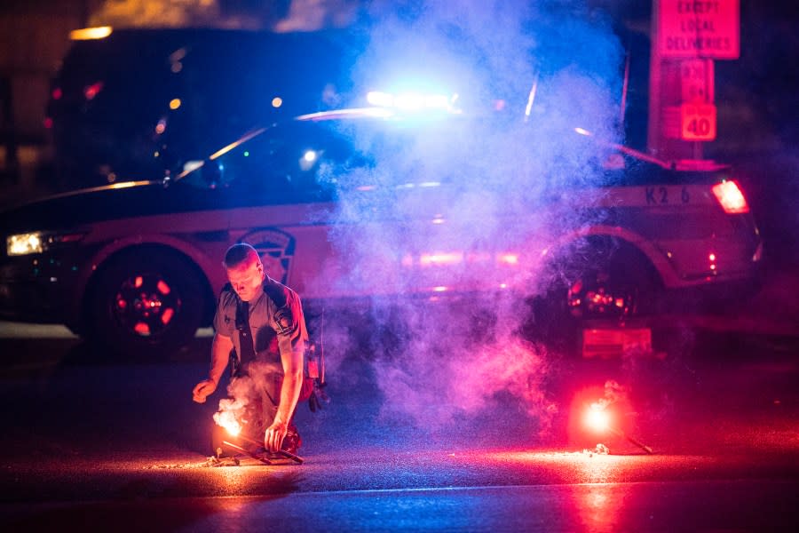 Pennsylvania State Police block Creek Road in Chadds Ford, Pa. after a possible sighting as the search continues on Tuesday, Sept. 5, 2023 for Danelo Cavalcante who escaped from Chester County Prison. The State Police set up a 3-mile perimeter after the sighting of the escapee. (Charles Fox/The Philadelphia Inquirer via AP)