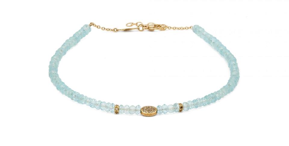 Jacquie Aiche diamond, aquamarine & gold ankle bracelet