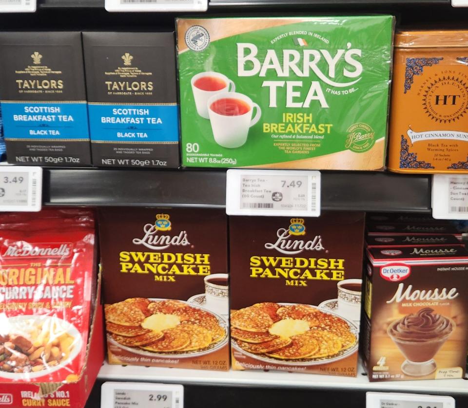 Teas from Ireland, Scotland and England and pancake mix from Sweden are a few of the new items in the expanded Schnucks Grocery international foods sections.