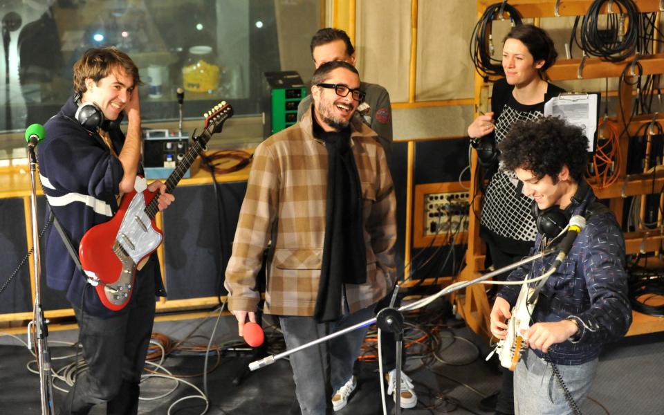 Zane Lowe with The Vaccines at BBC Maida Vale Studios, in 2010 - Redferns