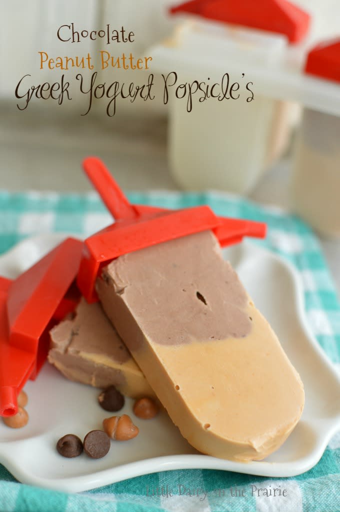 Creamy Chocolate And Peanut Butter Greek Yoghurt Popsicles