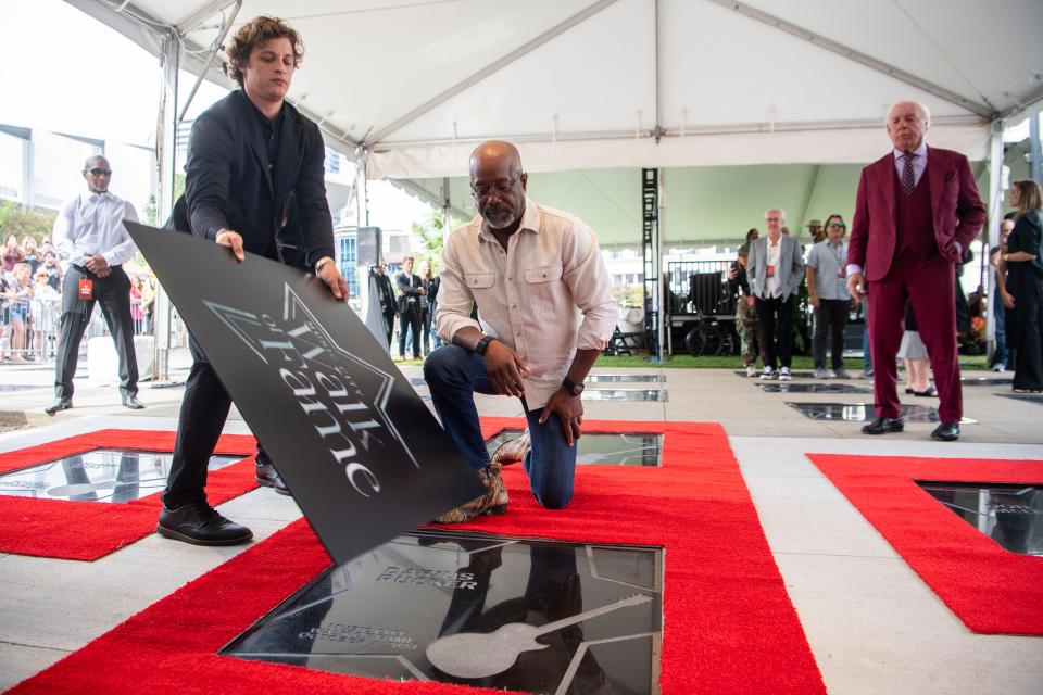 Darius Rucker poses for a photo after his Walk of Fame star is unveiled during the Music City Walk of Fame Induction Ceremony in Nashville, Tenn., Wednesday, Oct. 4, 2023.