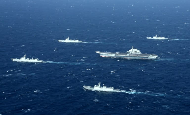 A Chinese naval group in the South China Sea, where the US considers Beijing's presence is a growing strategic threat
