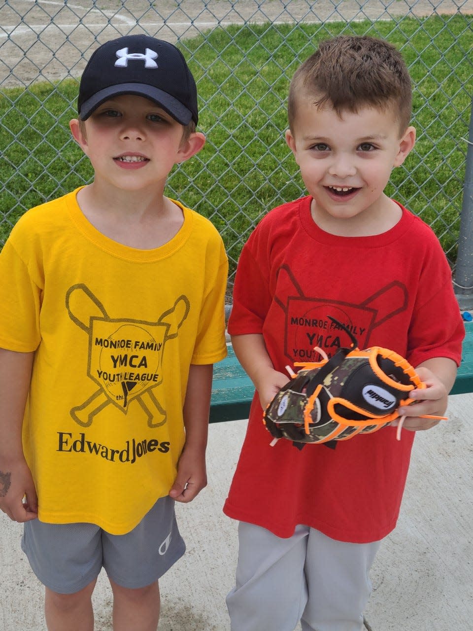 Two of this summer’s YMCA youth players are (from left): Sawyer Sampsel, 5, who plays co-ed T-ball, and Lincoln Schmitz, 4, of the Little Sluggers League. 
Provided by Monroe Family YMCA