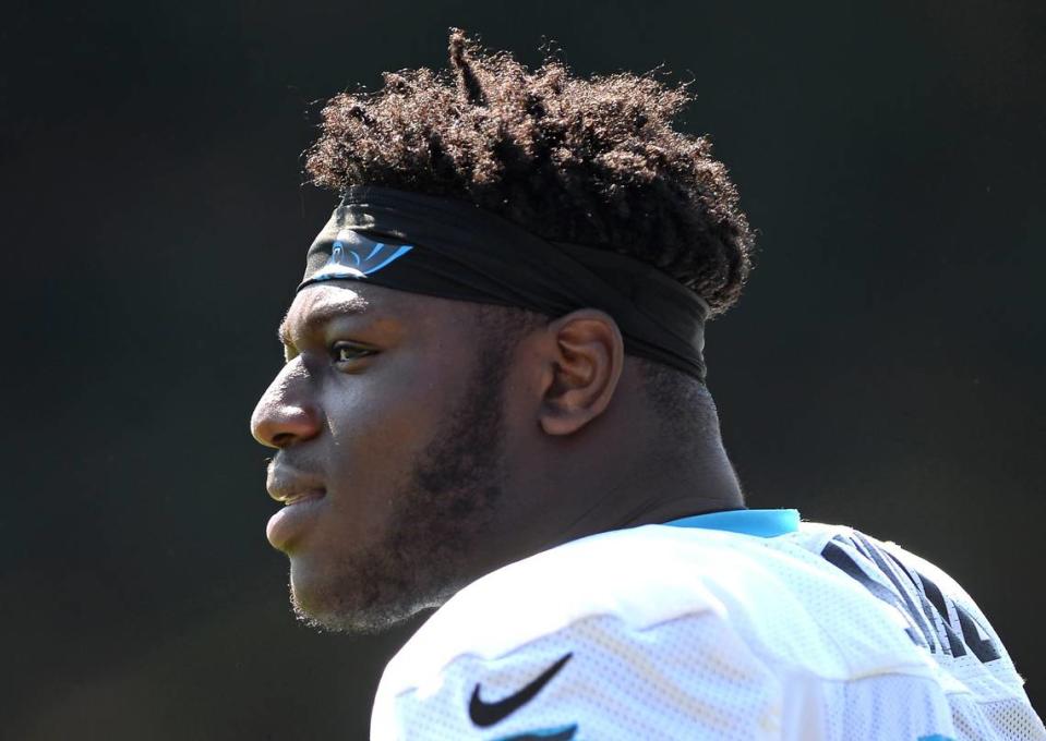 Carolina Panthers rookie tackle Ikem Ekwonu on Monday, August 8, 2022 at Wofford College in Spartanburg, SC.