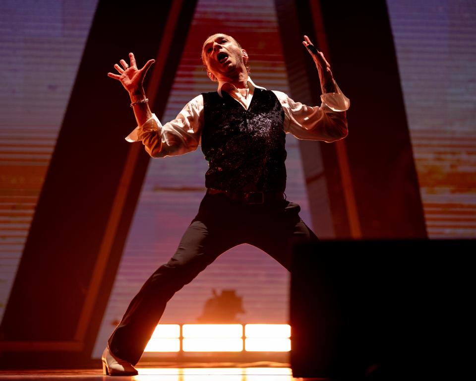 Dave Gahan of Depeche Mode performs during their Memento Mori World Tour concert at Bridgestone Arena in Nashville, Tenn., Thursday, Oct. 19, 2023.