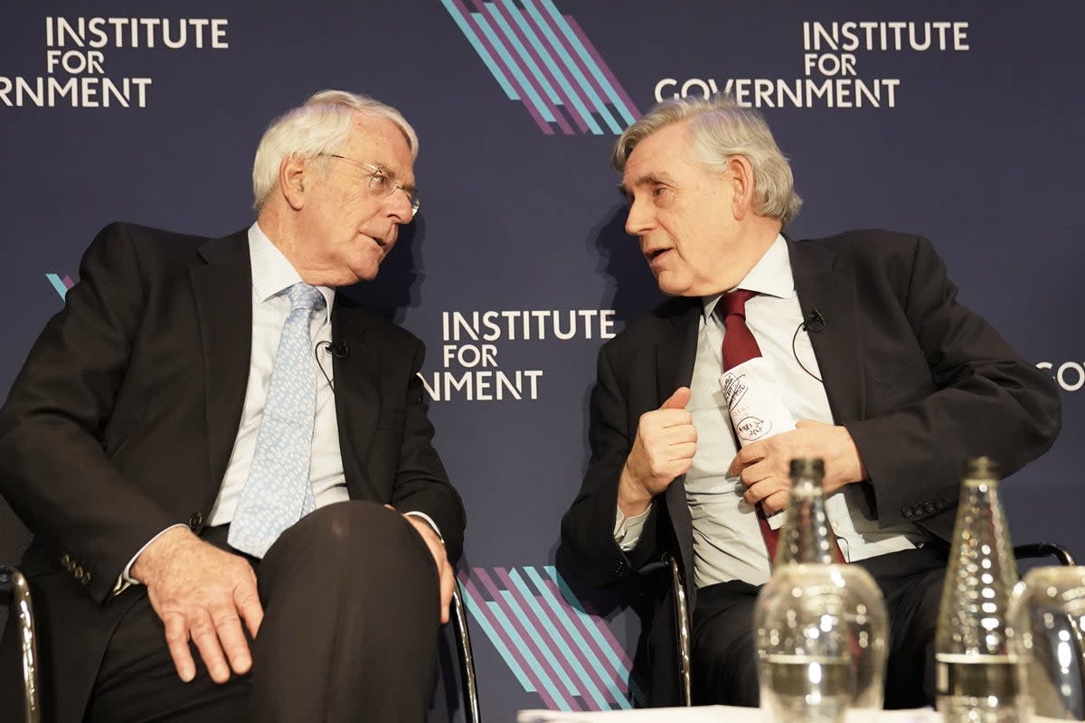 Former prime ministers Sir John Major and Gordon Brown at the launch of a report by the Institute for Government into reform of central policymaking (PA Wire)