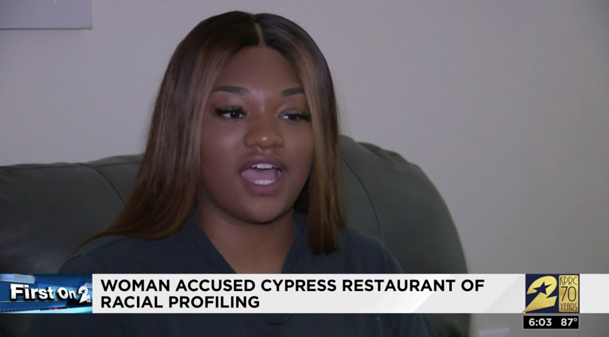 Brittany Blakney alleges that she and her group were racially profiled by a server at a Cypress, Texas restaurant and asked to leave by the manager. (Photo: Click2Houston)