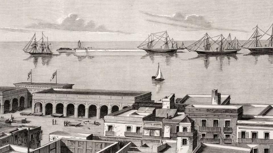 Ilustración del puerto de Veracruz en el siglo XIX