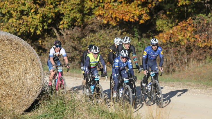 <span class="article__caption">Remco Evenepoel and Matia Cattaneo of Quick-Step Alpha Vinyl rode the Belgian Waffle Ride Kansas last year. </span> (Photo: Jeff Corcoran)