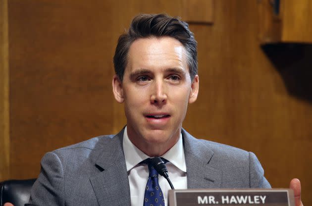 Sen. Josh Hawley (R-Mo.), who egged on insurrectionists at the Capitol on Jan. 6, says schools must teach children to love America by not telling them about much of its history. (Photo: Pool via Getty Images)