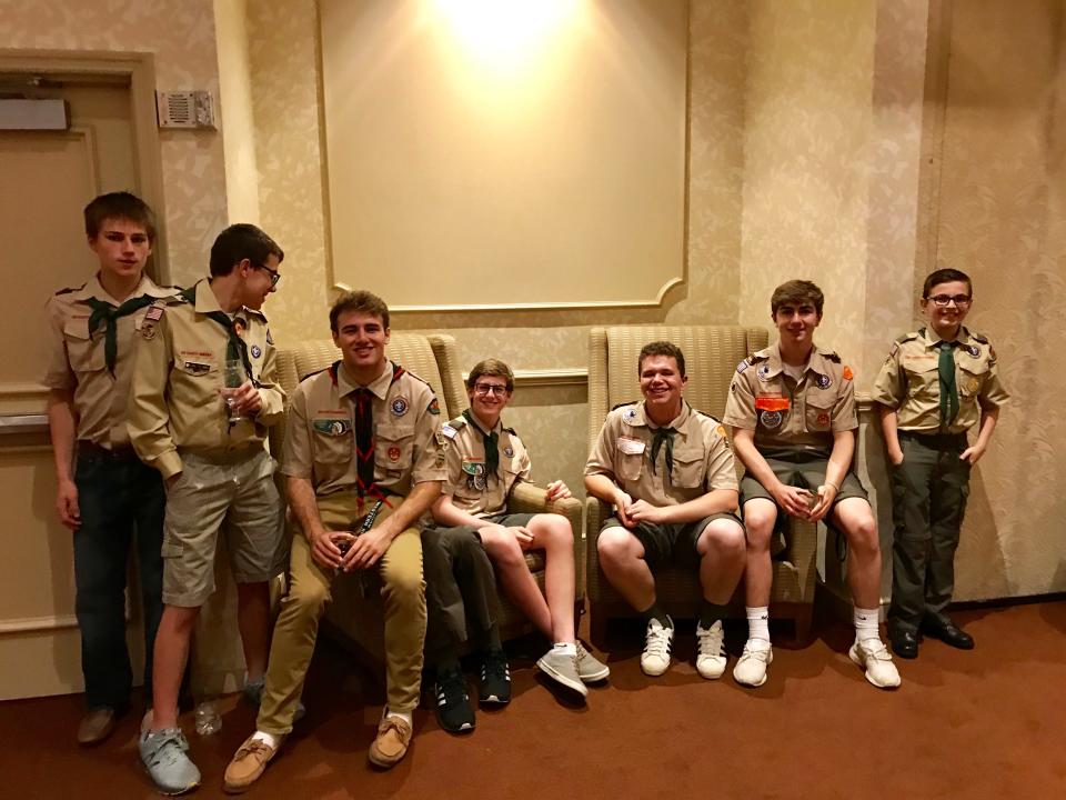 Scouts assisted at a previous Rotary Gala. The reconstruction of the historic Scout Cabin on the Green is one of the programs for which the Gala will raise funds.