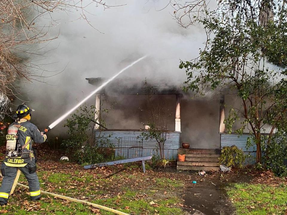 Turlock Fire was assisted by Modesto Fire Department at a fire at a vacant home on Monte Vista Ave. in Turlock, Calif., on Monday, Jan. 24, 2022.