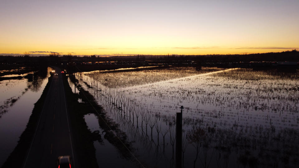 Flooded farms in Surrey, Columbia