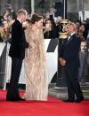 <p>Will and Kate sported big smiles all evening, as crowds looked on.</p>