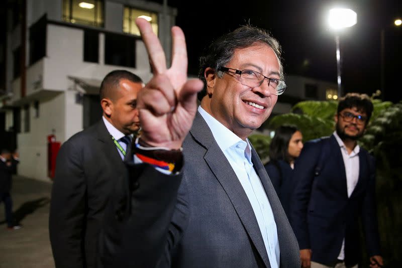 Colombian left-wing presidential candidate Gustavo Petro of the Historic Pact coalition attends a televised debate at the Caracol channel, in Bogota