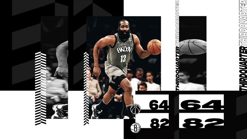 哈登（James Harden）三分線外8投僅1中。（圖／翻攝自籃網推特）