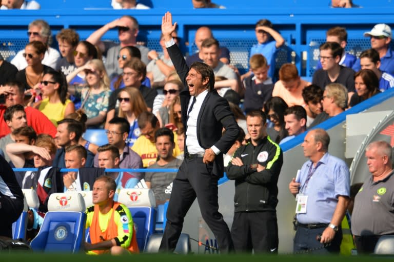 Chelsea's Italian head coach Antonio Conte at Stamford Bridge in London on August 27, 2016