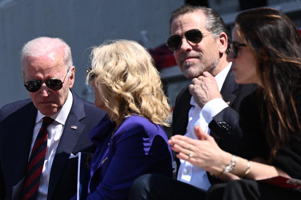 President Biden, first lady Jill Biden, Hunter Biden and Ashley Biden attend Maisy Biden's graduation from the University of Pennsylvania in Philadelphia on May 15. (Brendan Smialowski/AFP via Getty Images)