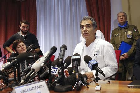 Doctor Emanuele Nicastri speaks during a news conference at the Spallanzani hospital in Rome November 25, 2014. REUTERS/Giampiero Sposito