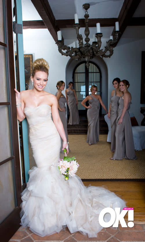 Hilary Duff: August 2010: Teen star Hilary Duff continued the trend of Vera Wang’s mermaid design when she married hockey player Mike Comrie. She told OK! “I really wanted something that was deconstructed, not perfect and prim and proper.” Photo: OK Magazine