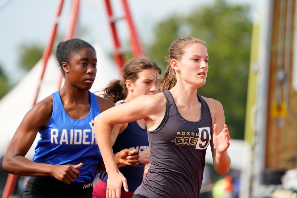 Roxbury's Halye Greene competes in the girls 800-meter run during the NJSIAA Track and Field Meet of Champions at Franklin High School on Thursday, June 15, 2023, in Somerset.