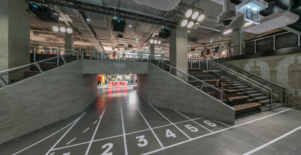 Inside the Champs-Élysées Adidas store.