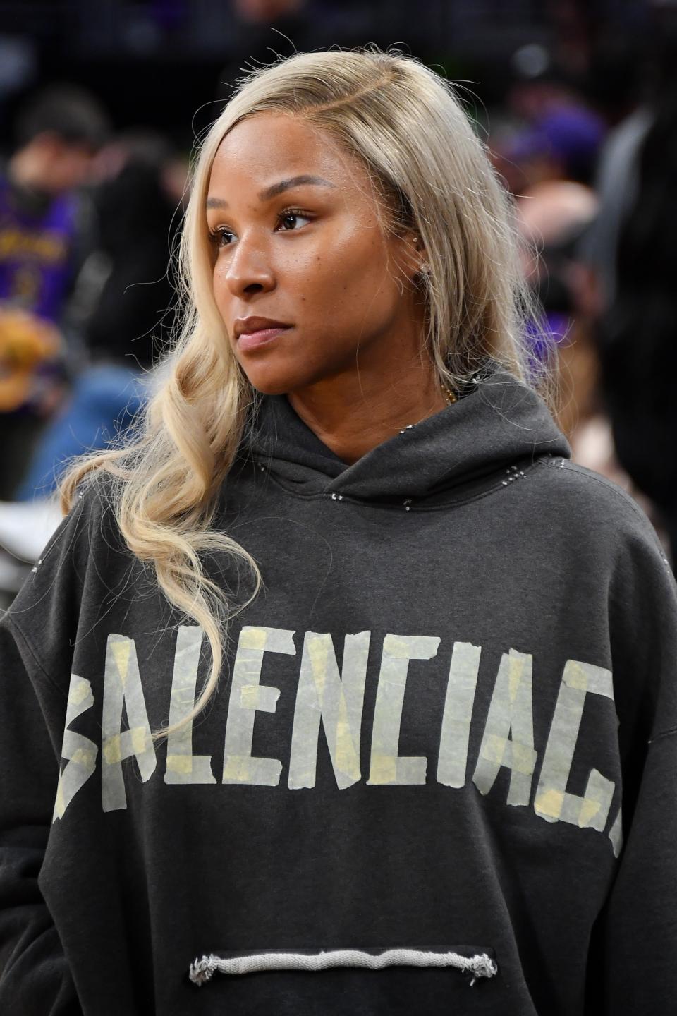 Savannah James attends a basketball game between the Los Angeles Lakers and the Indiana Pacers at Crypto.com Arena on March 24, 2024 in Los Angeles