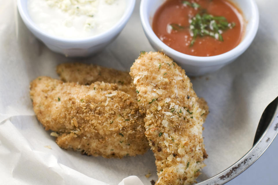 In this image taken on Jan. 7, 2013, Buffalo chicken tenders are shown in Concord, N.H. (AP Photo/Matthew Mead)