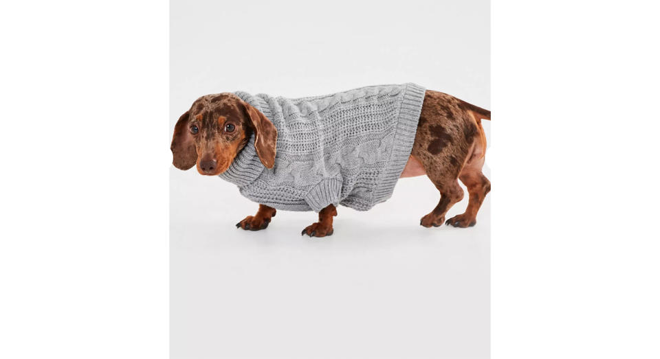 Grey Cable Knit Dog Jumper