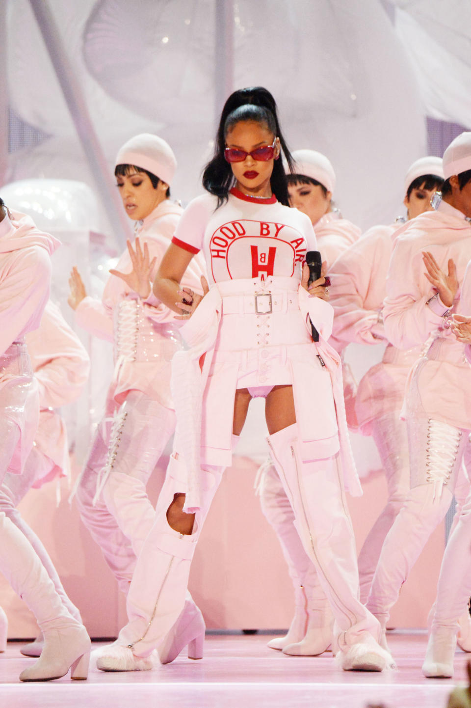 <p>Who: Rihanna</p><p>When: August 28, 2016 </p><p>Why: Rihanna's <a rel="nofollow noopener" href="http://www.elle.com/culture/music/news/a38764/rihanna-performs-please-dont-stop-the-music-medley-vma-2016/" target="_blank" data-ylk="slk:performance;elm:context_link;itc:0;sec:content-canvas" class="link ">performance</a> look at the VMAs was thisclose to winning her best dressed. Her peekaboo crotch look by Hood by Air proves that the bodysuit + belt-skirt combo is the next provocative It look for those brave enough to try it. </p>