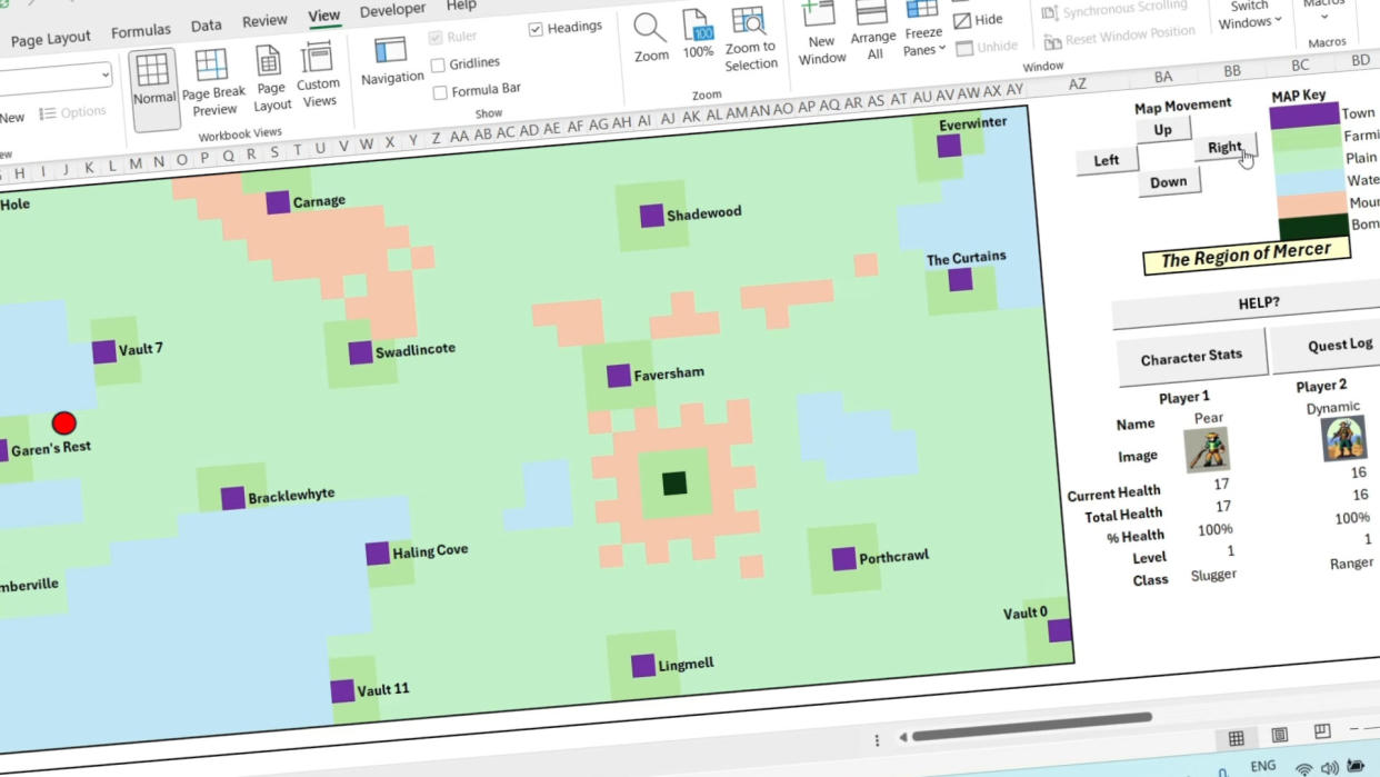  Fallout RPG game in Microsoft Excel. 