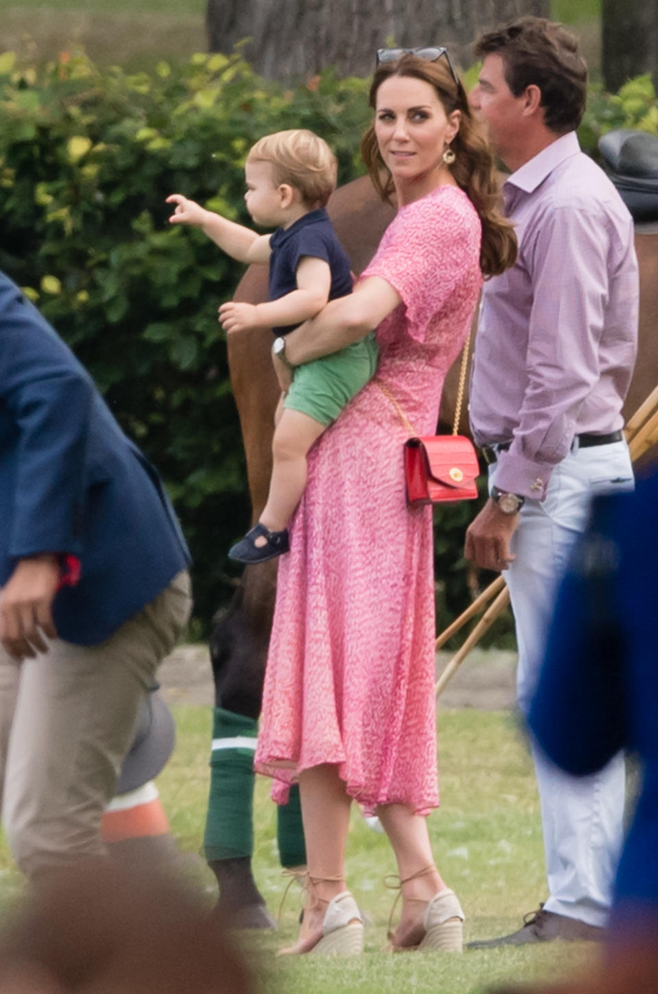 Catherine, Duchess of Cambridge and Prince Louis attend The King Power Royal Charity Polo Day at Billingbear Polo Club. [Photo: [PA]