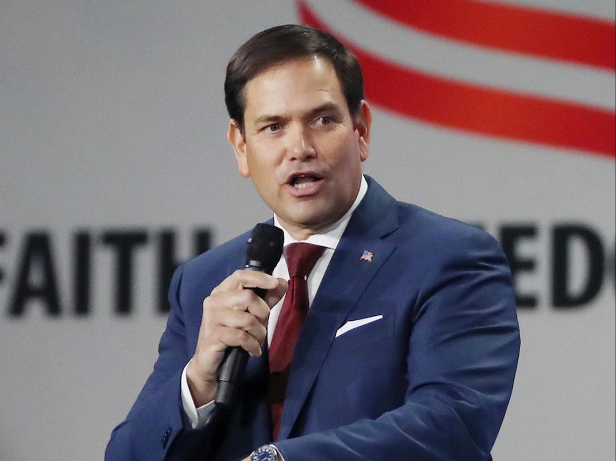 U.S. Sen. Marco Rubio speaks during the Road to Majority convention at Gaylord Palms Resort & Convention Center in Kissimmee, Fla., on Friday, June 18, 2021.  (AP)