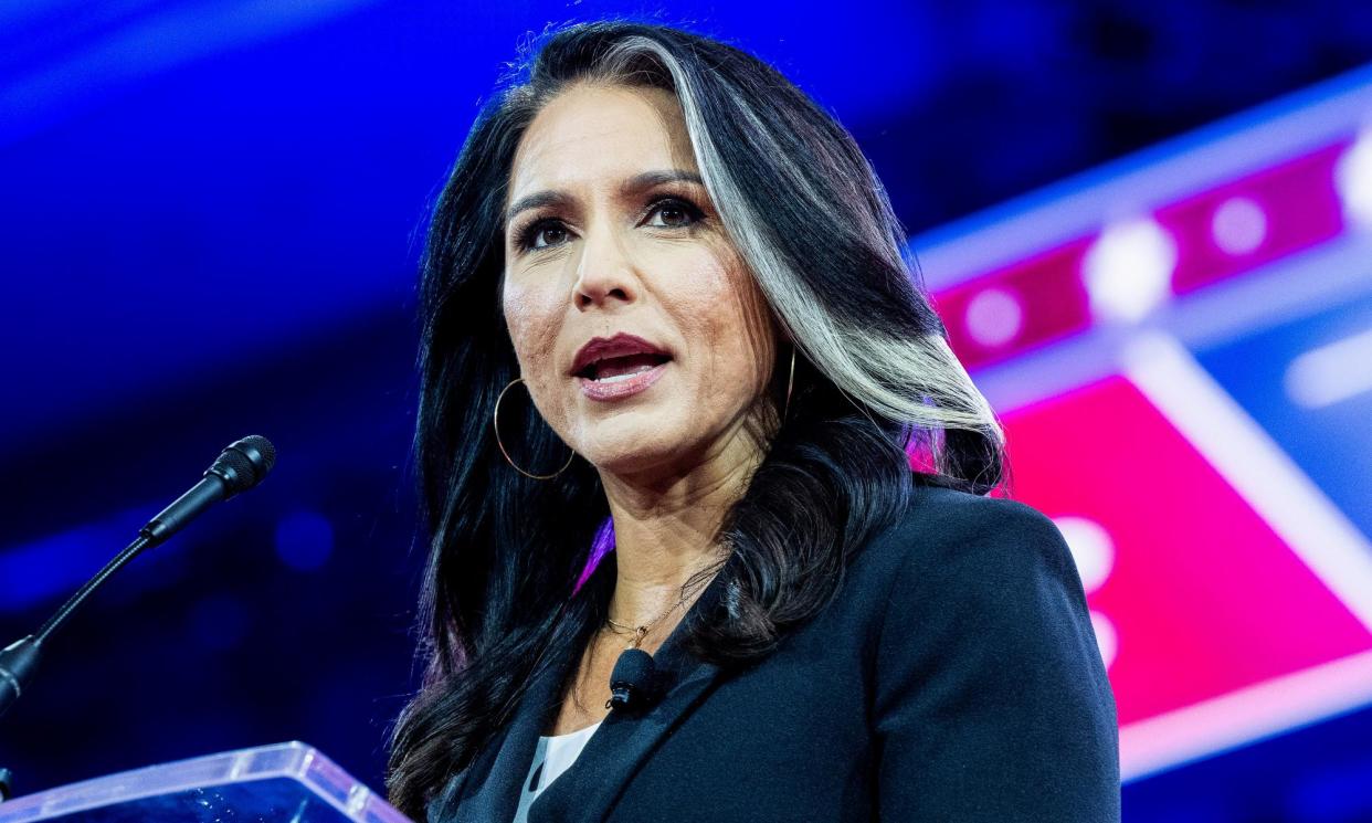 <span>Tulsi Gabbard at CPAC in National Harbor, Maryland, on 22 February 2024.</span><span>Photograph: Michael Brochstein/Rex/Shutterstock</span>