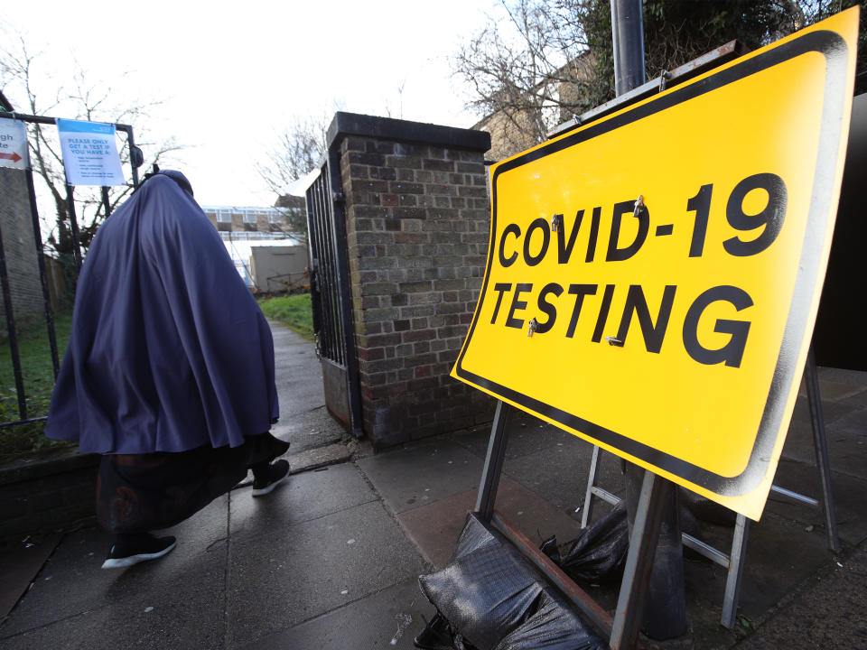 A walk-in coronavirus test centre in Tottenham, north London, during a testing blitz of 80,000 people in England which is aiming to find 